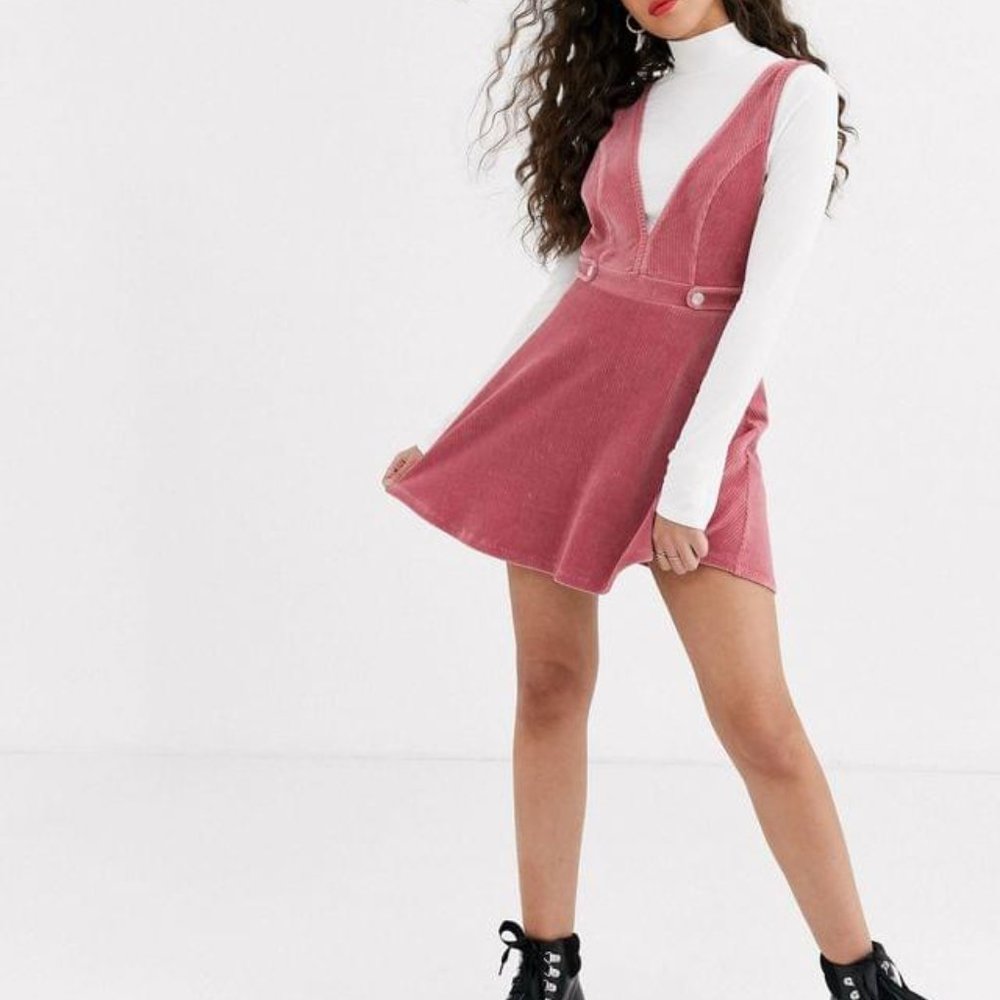 PETITE Miss Selfridge Cord Pinny Dress
